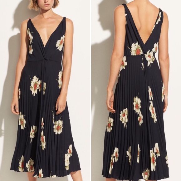 Vince Dresses & Skirts - Vince Gardenia Floral Pleated Twist Front Dress 8